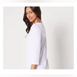 Susan‎ Graver Modern Essentials Women's Regular Liquid Knit White Tunic Top Sz M